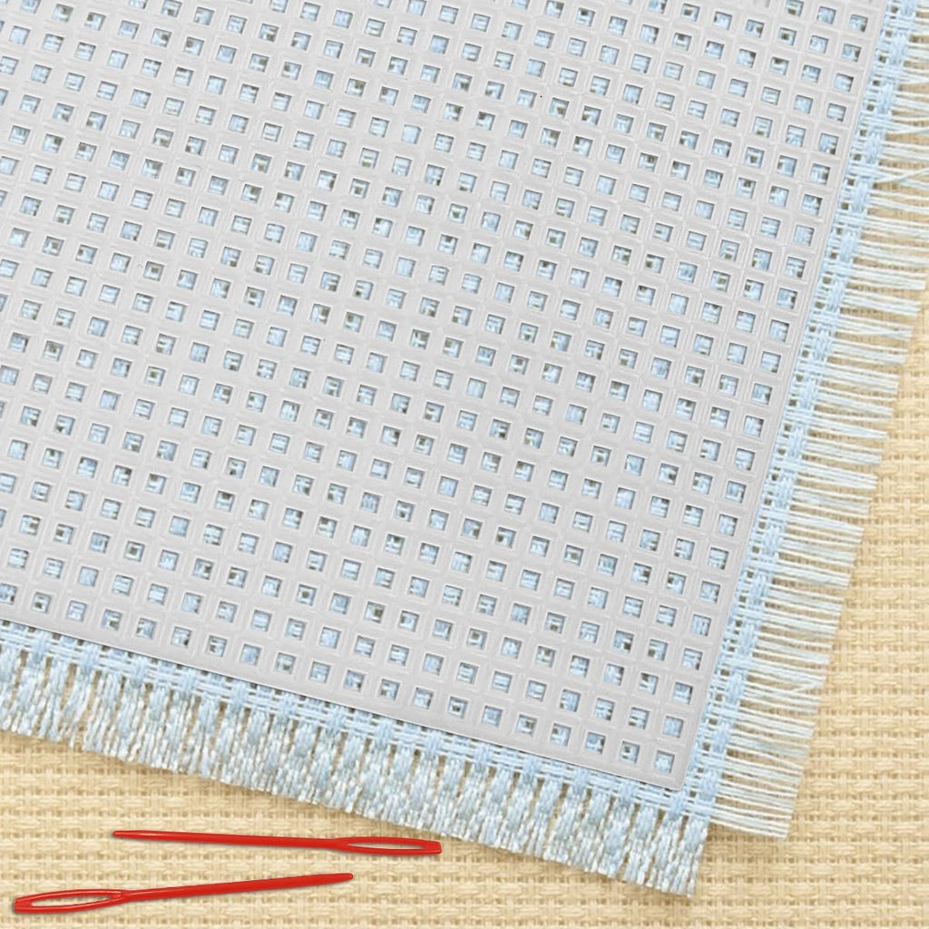 5 Pcs 7 Count Plastic Mesh Canvas Sheets for Embroidery Crafting - 10.2" x 13.2", Acrylic Yarn Crafting, Knit and Crochet Projects, Make Aquarium Dividers, with 5 Pcs Weaving Needles, White
