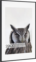 20x30 Metal Picture Frame with 16x24 Mat, Brushed Aluminum Finish, Tempered Glass Front, and Attached Hanging Hardware - Wall Display Frames for Vertical or Horizontal Orientation - Black