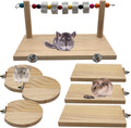 7 Pcs Chinchilla Ledges Wood Sets, Hamster Wooden Stand Platform with Lava Ledge Blocks Chew Toys Small Animal Cage Accessories for Rat Gerbil Guinea Pig Parrot Chipmunk Squirrel Mouse
