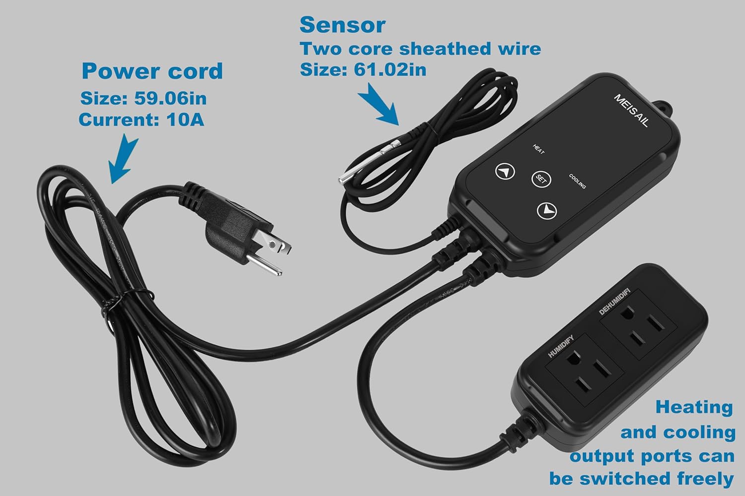 Temperature Controller Digital Heating Plug in Thermostat for Reptiles, Home Brewing Fermentation Incubation, US Specification 1100W