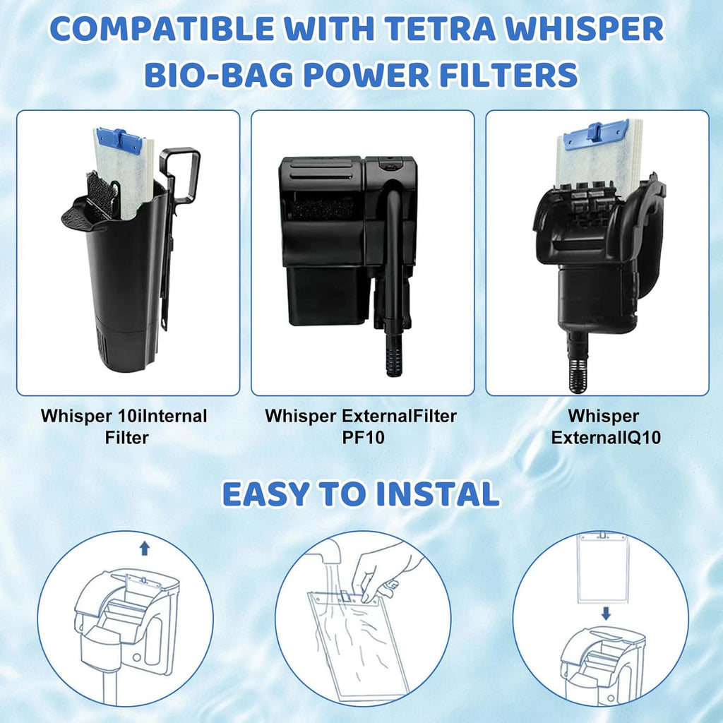 6 Pack Large Replacement Aquarium Filter Cartridges Compatible with Tetra Whisper Bio-Bag Filters, Fish Tank Large Filter Cartridges for Whisper 20i/40i IQ20/30/45/60 PF20/30/40/60 Power Filters