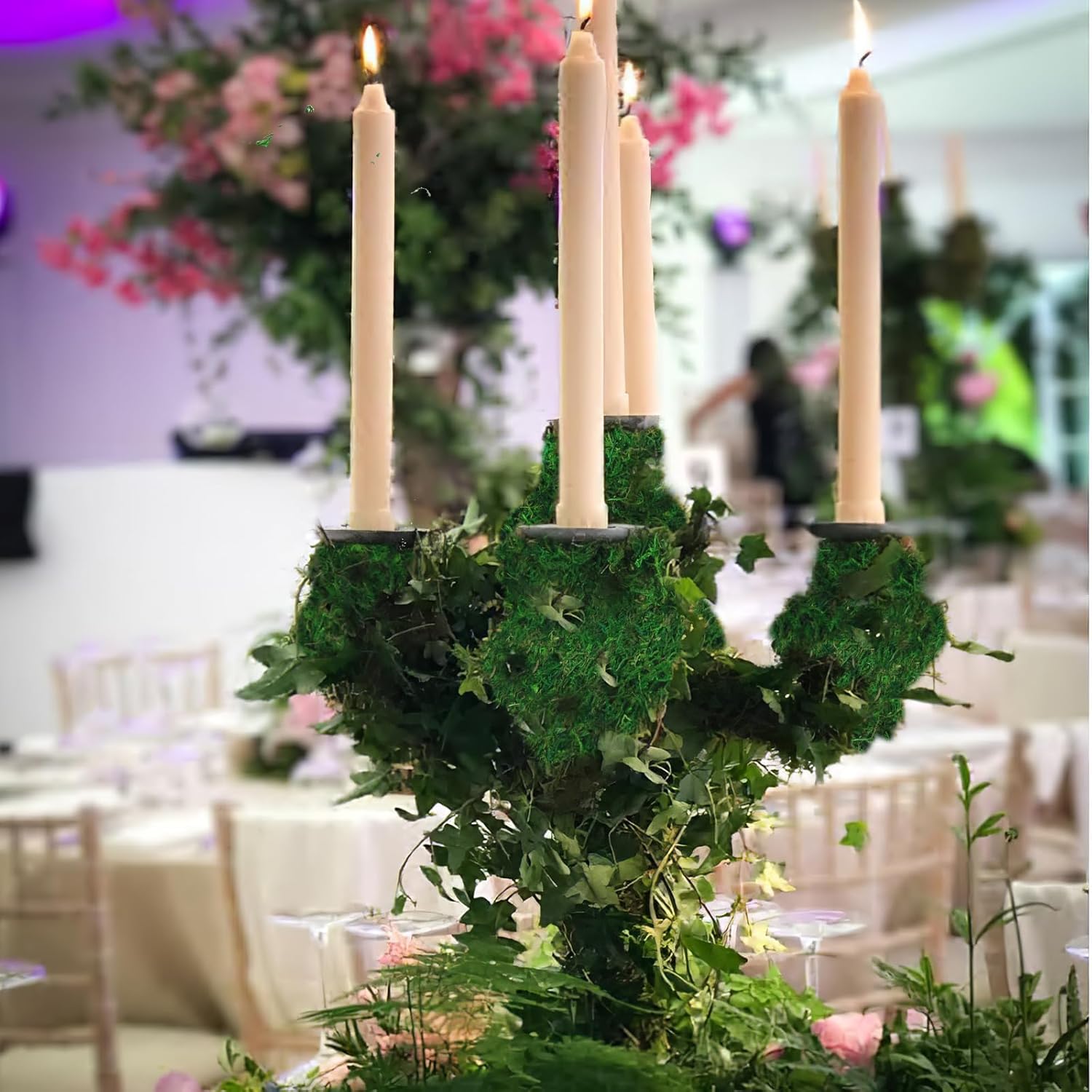 Moss Table Runner Preserved Dried Green Moss Roll for Crafts Fairy Gardens Wedding Woodland Decor 12" x 112" Table Decoration Grass Wall 30x285cm