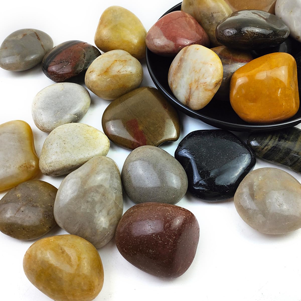 10LB Mixed Color River Rocks - 2-3 inch High Polished Decorative Pebbles, Stones for Landscaping, Natural River Rocks for Outdoor Décor, Plants,Vase Filler,Fish Tank