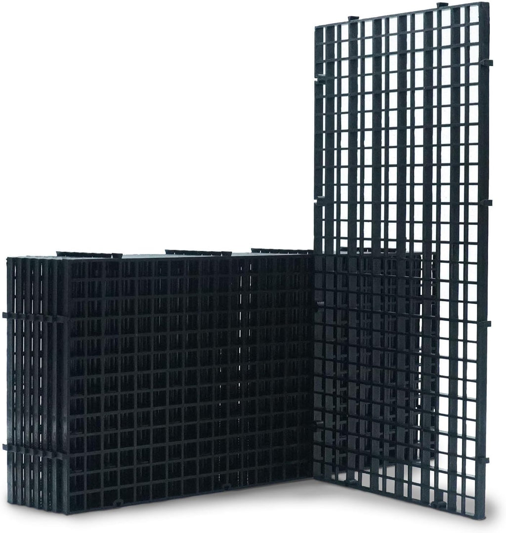 LINLAN 8 Pieces 5.9x11.8in (15X30cm) Aquarium Grid Plastic, Fish Tank Divider, Egg Crate for DIY Filtration and Bottom Protection in Aquascaping (Black-No Accessories)