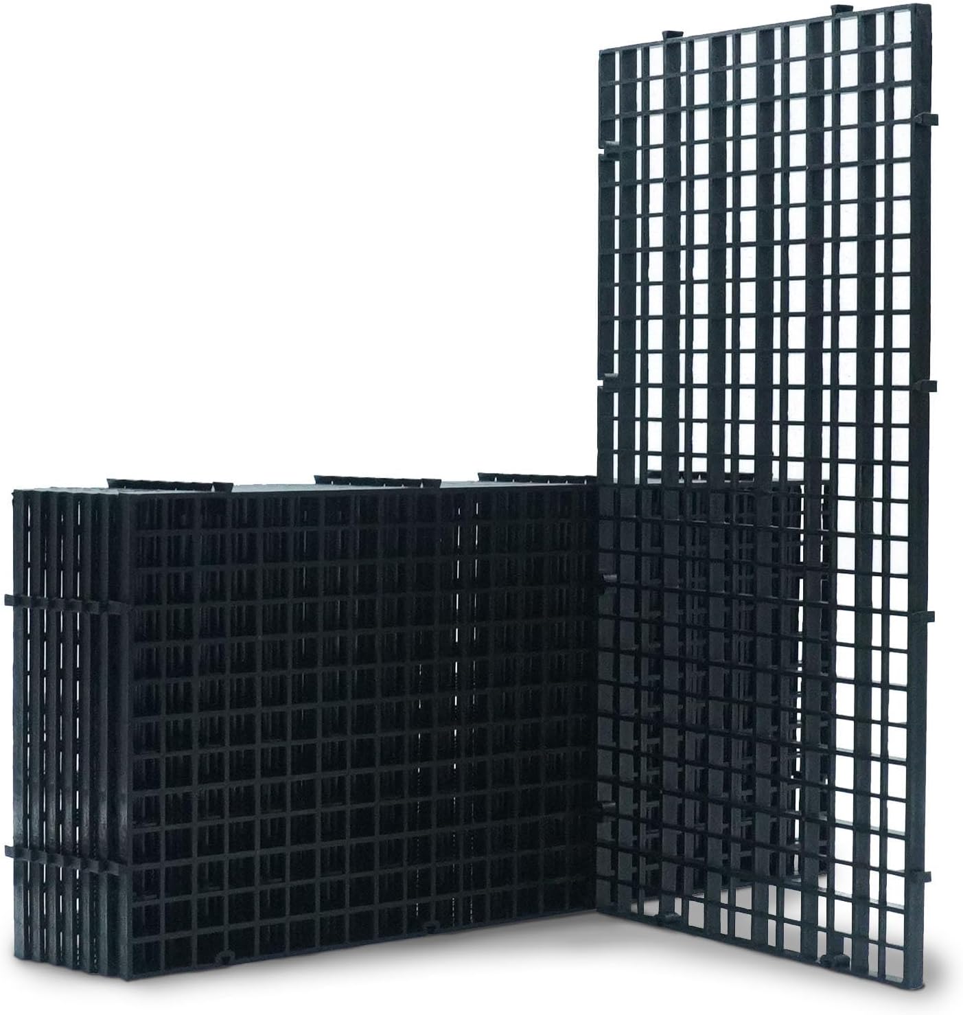 LINLAN 8 Pieces 5.9x11.8in (15X30cm) Aquarium Grid Plastic, Fish Tank Divider, Egg Crate for DIY Filtration and Bottom Protection in Aquascaping (Black-No Accessories)
