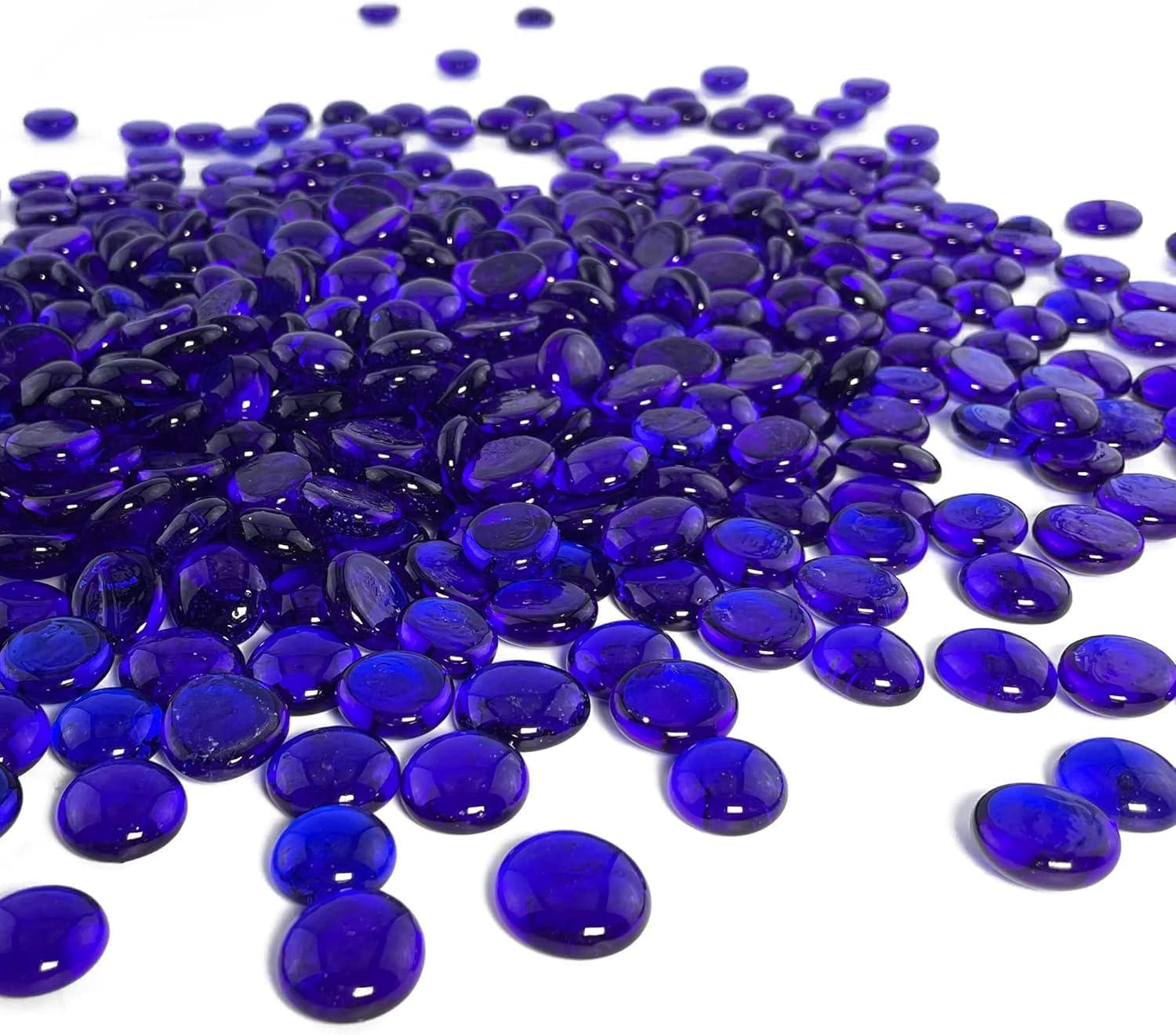 Houseables Glass Beads for Vases, Marbles for Vases, Glass Marbles, Filler, Blue Beads, Flat, Blue Gems, Crafts, Pebbles, Stones, Decorative Rocks, Plants, Florist, Floral, Fishbowl, 10 LBS, 1000PC
