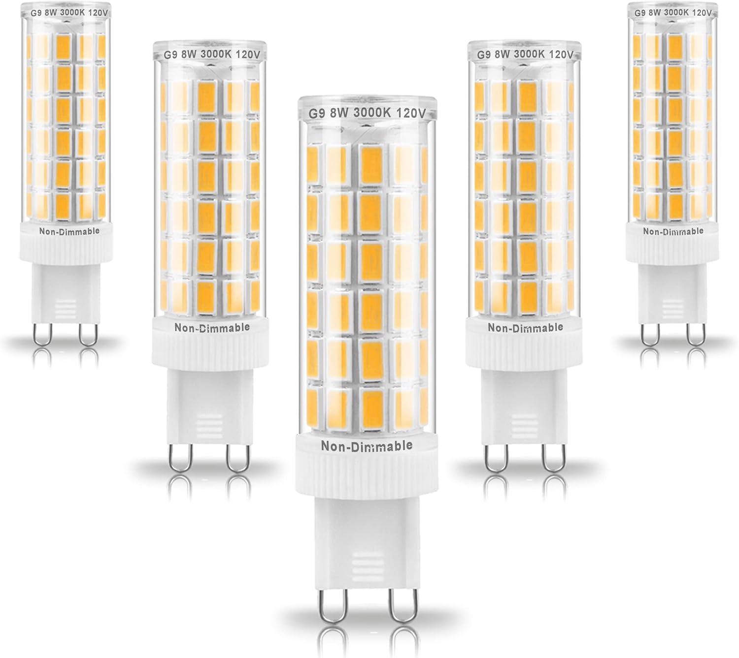 G9 Led Bulbs 75W 80W 100W T4 Clear Halogen Equivalent,1000 lm,3000K Soft Warm White,AC120V G9 8W Bi-pin LED Corn Light Bulb for Chandelier Pendant Wall Ceiling Floor Ligting,Non-flicker,5Pack