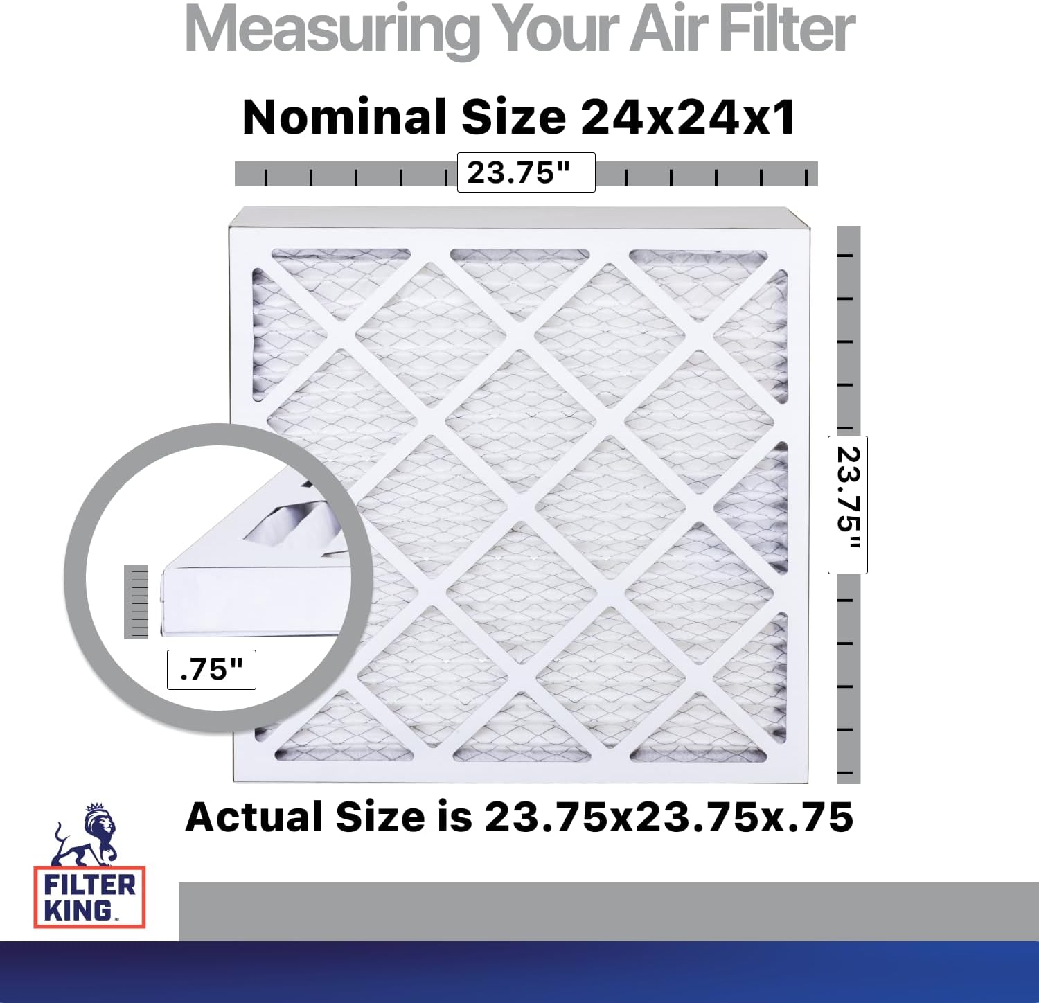 Filter King 24x24x1 Air Filter | 4-PACK | Carbon MERV 8 HVAC Pleated A/C Furnace Filters | MADE IN USA | Actual Size: 23.75 x 23.75 x .75"