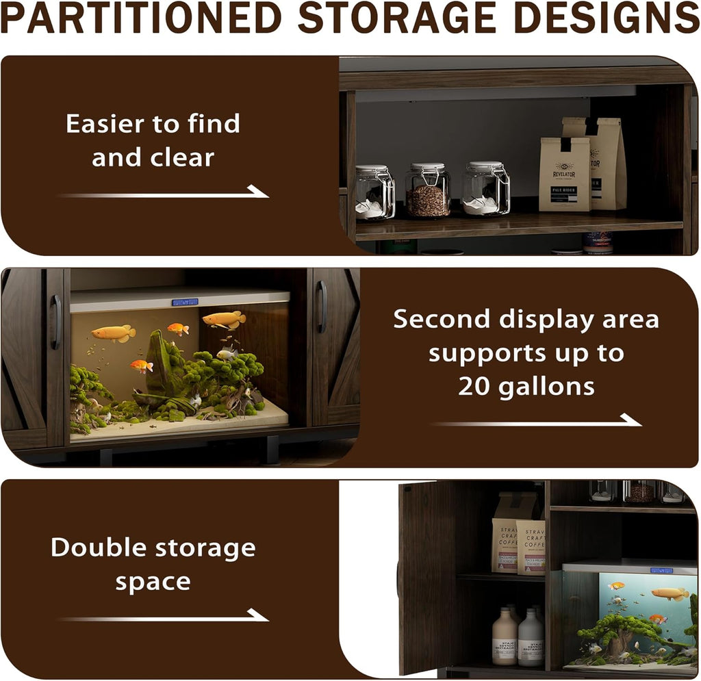 55-90 Gallon Fish Tank Stand with Power Outlets, Aquarium Stand with Cabinet, Heavy Duty Reptile Tank Turtle Terrariums Table for Fish Tank Accessories Storage, 52" L x 19.7" W, 1000LBS Capacity