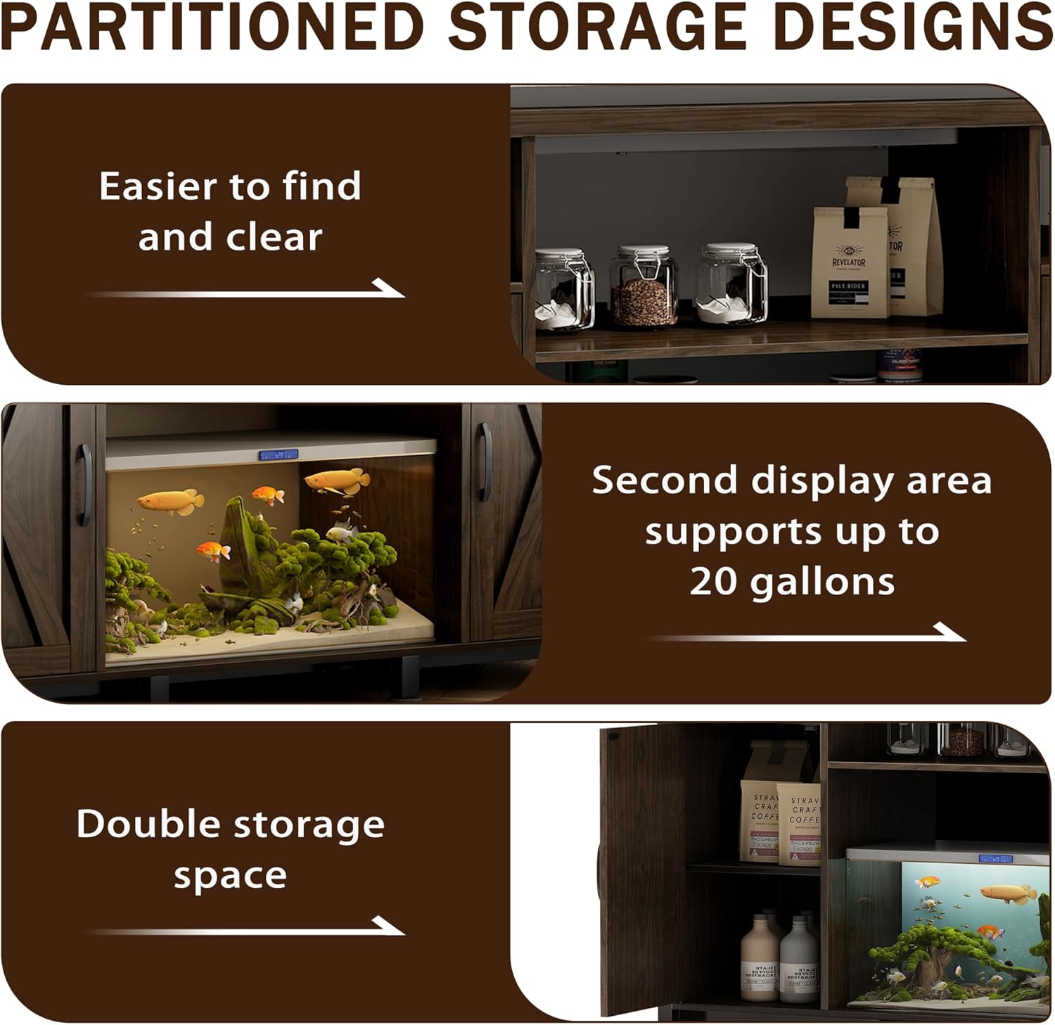 55-90 Gallon Fish Tank Stand with Power Outlets, Aquarium Stand with Cabinet, Heavy Duty Reptile Tank Turtle Terrariums Table for Fish Tank Accessories Storage, 52" L x 19.7" W, 1000LBS Capacity