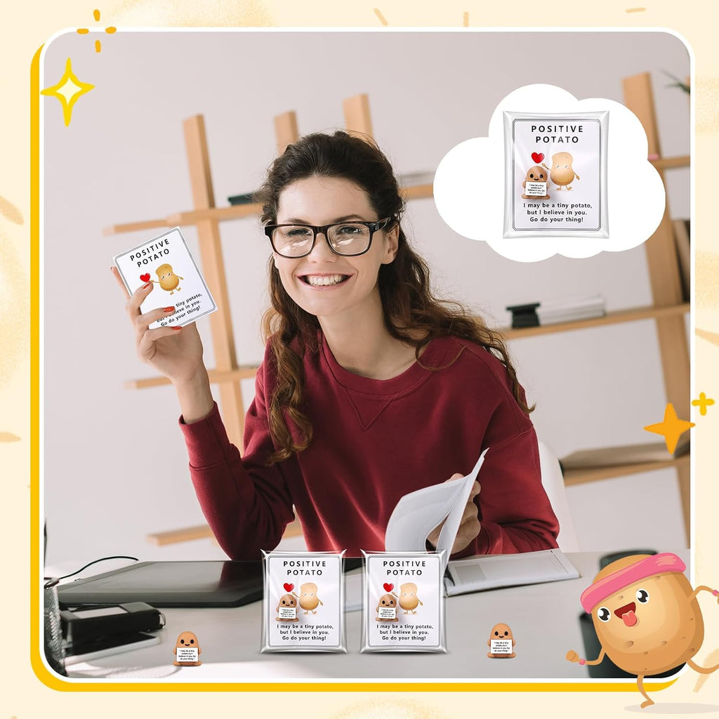 Gejoy 150 Pcs Positive Potato Gift Set Include 50 Mini Rubber Potato 50 Motivational Card 50 Bags Motivational Emotional Support Gifts for Employee Coworker Staff Teacher Team Friends