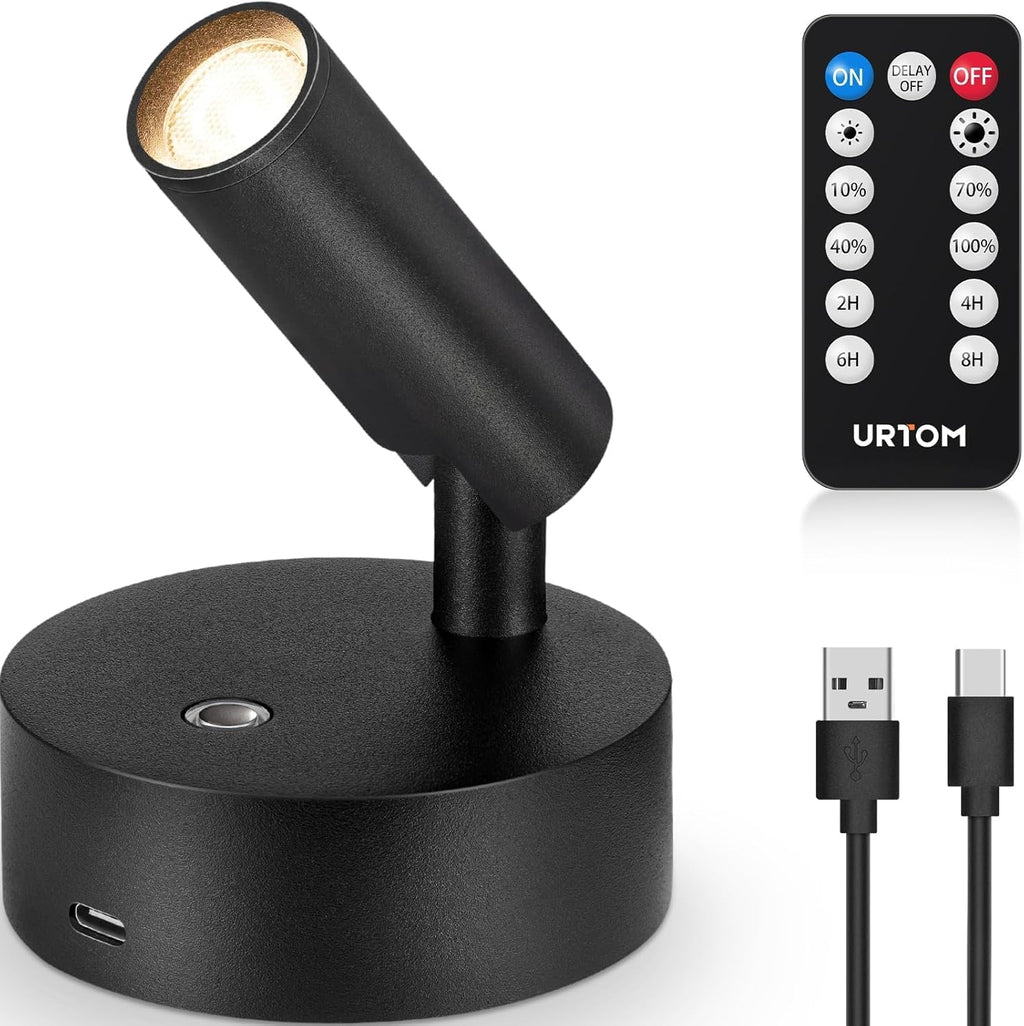 Wireless Spot Lights Indoor with Remote Up Lights Indoor Picture Light Battery Operated Spotlights with Timer Dimmable Accent Uplighting Indoors Stick on Wall Light for Plant Artwork, 1 Pack