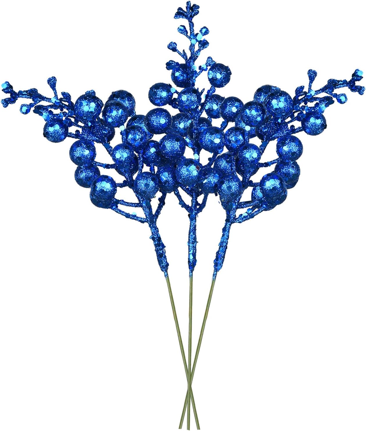Blue Berries Picks, 14 Pack Artificial Berry Stems for Christmas Tree Decorations, Crafts, Holiday and Home Decor, 7.9 Inches (Dark Blue)