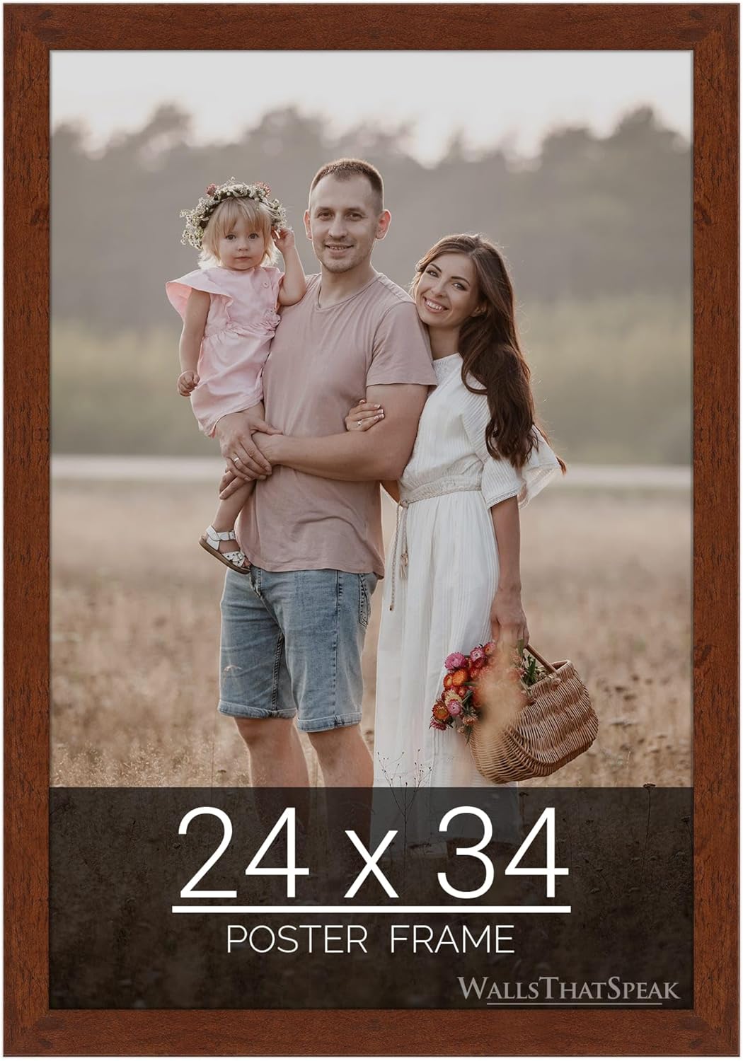wallsthatspeak 24x34 Dark Walnut Rustic Pine Picture Frame for Puzzles Posters Photos or Artwork