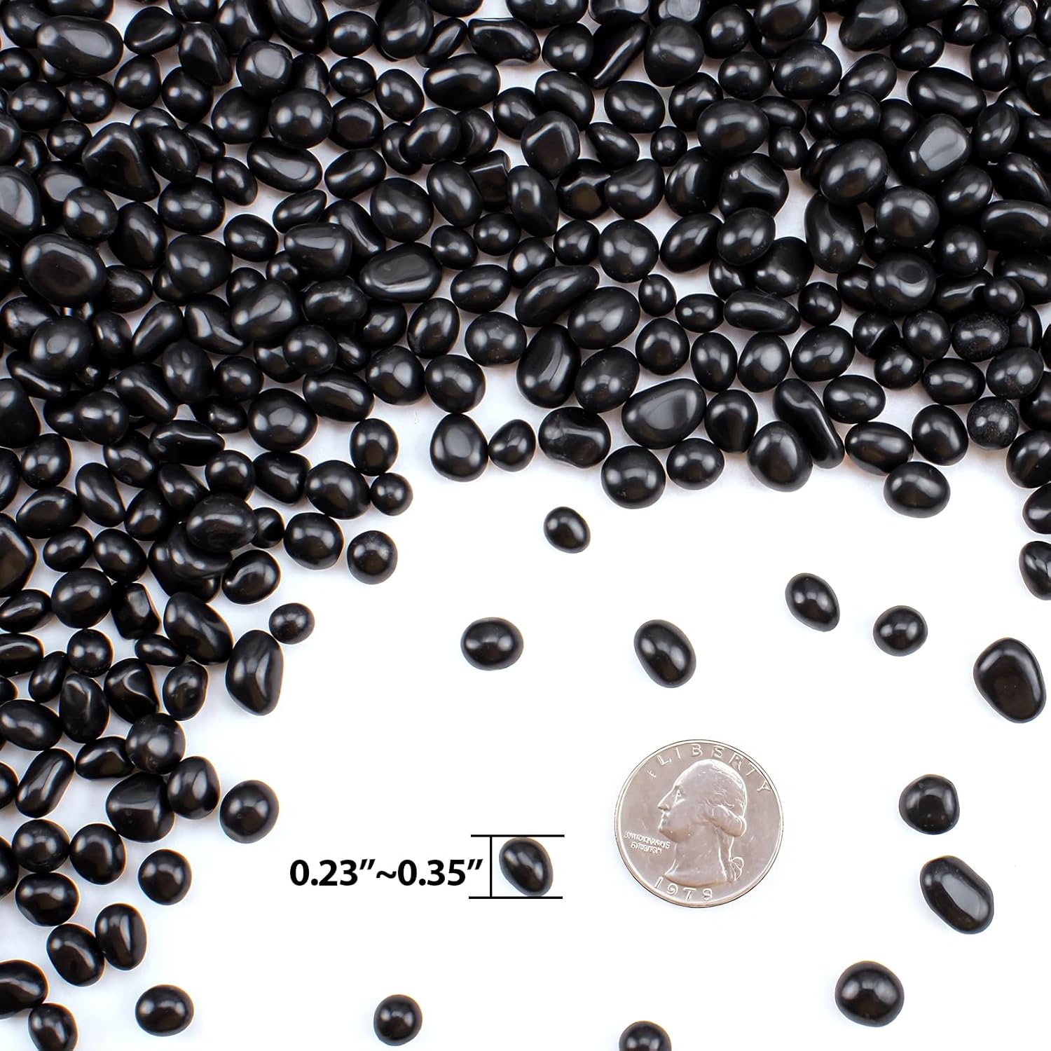 Keedolla 15 Oz Aquarium Fish Tank Gravel Rocks Glass Pebbles Gemstones, Black Glass Stones Vase Filler for Fountain Succulent Plant Decorative Rock Pebble Stone