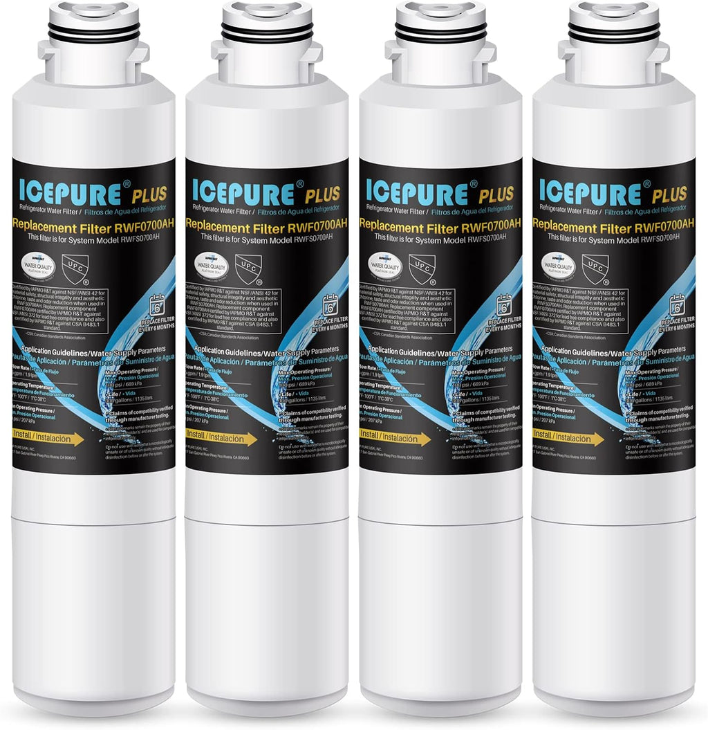 ICEPURE PLUS NSF/ANSI 53&42 DA29-00020B Refrigerator Water Filter,Replacement for Samsung DA97-08006A, DA29-00020A, RF28JBEDBSG, HAF-CIN/EXP, HAF-CIN, KENMORE 469101, RF28HMEDBSR, RF4287HARS,4PACK