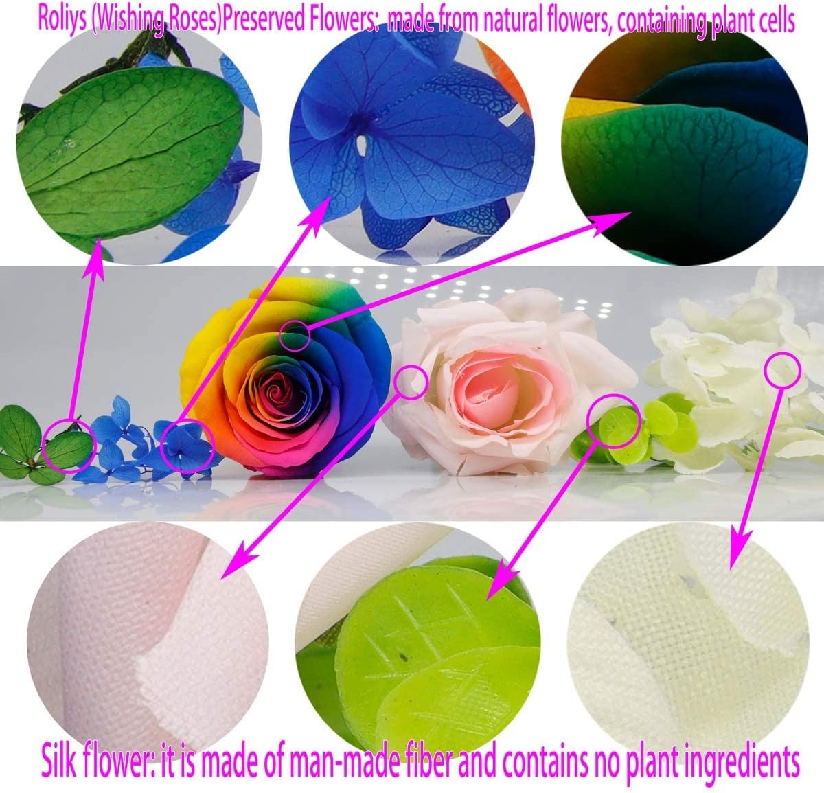 Preserved Real Roses with Colorful Mood Light Wishing Bottle,Eternal Rose，Never Withered Flowers,for Bedroom Party Table Decor, Anniversary,Valentine's,Mother's Day,a Gifts for Women (Burgundy)