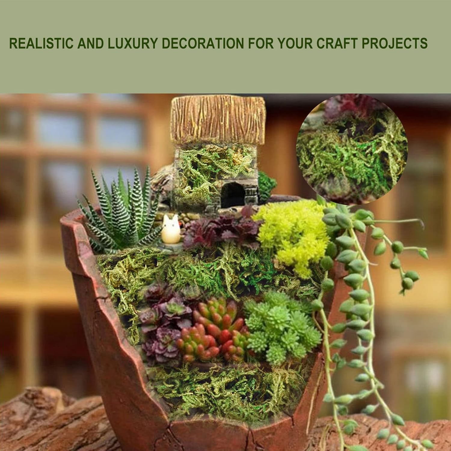 10OZ Fake Moss Artificial Moss for Potted Plants Greenery MossHome Decor Fairy Garden Crafts Wedding Decoration (Fresh Green)