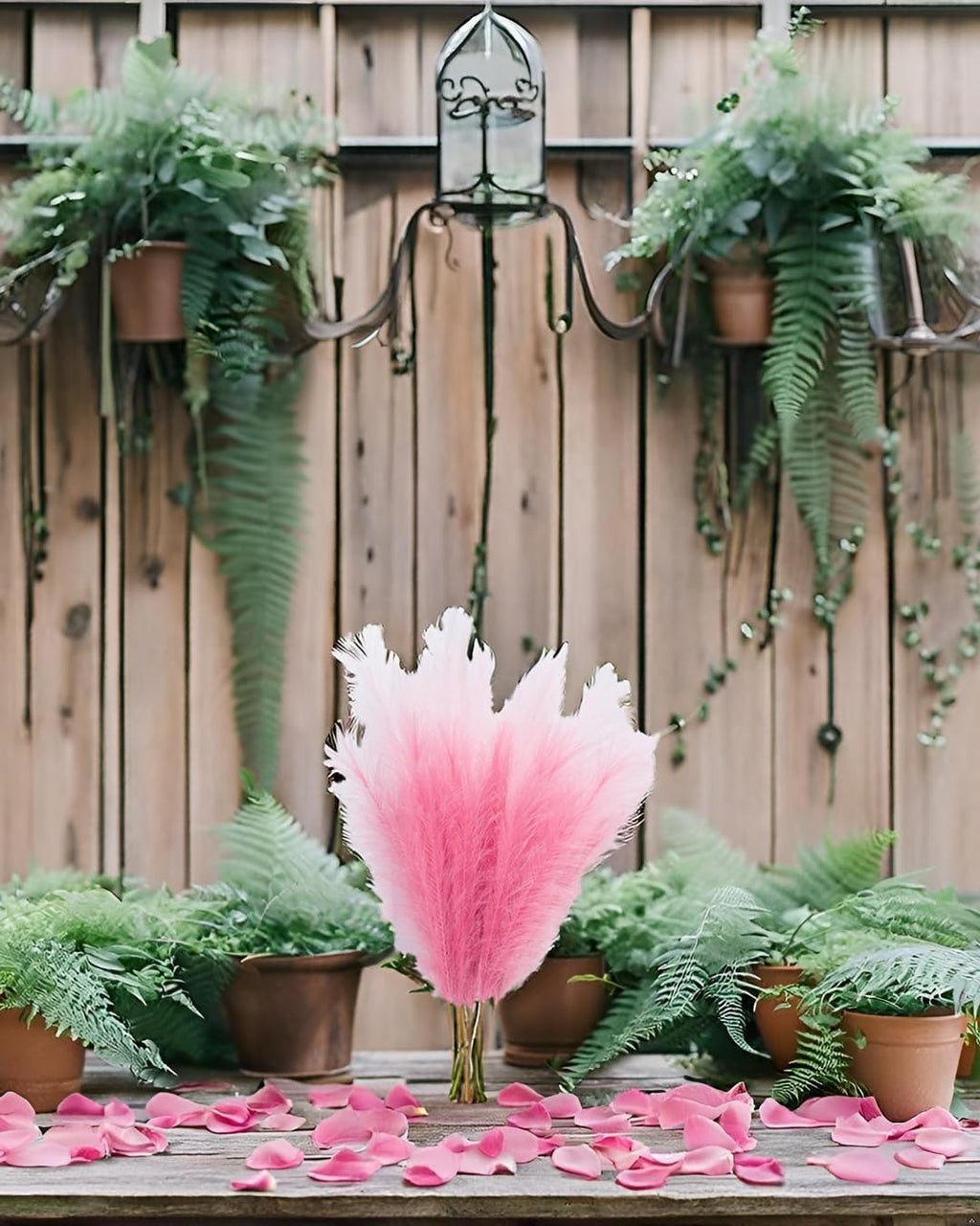 UiiziC Faux Pampas Grass Dried Fluffy 6pcs 37.5" Artificial Ascendant Grass for Vase Fillers Wedding Party Bouquets Home Hotel Centerpieces Decor (Deep Pink and Light Pink)