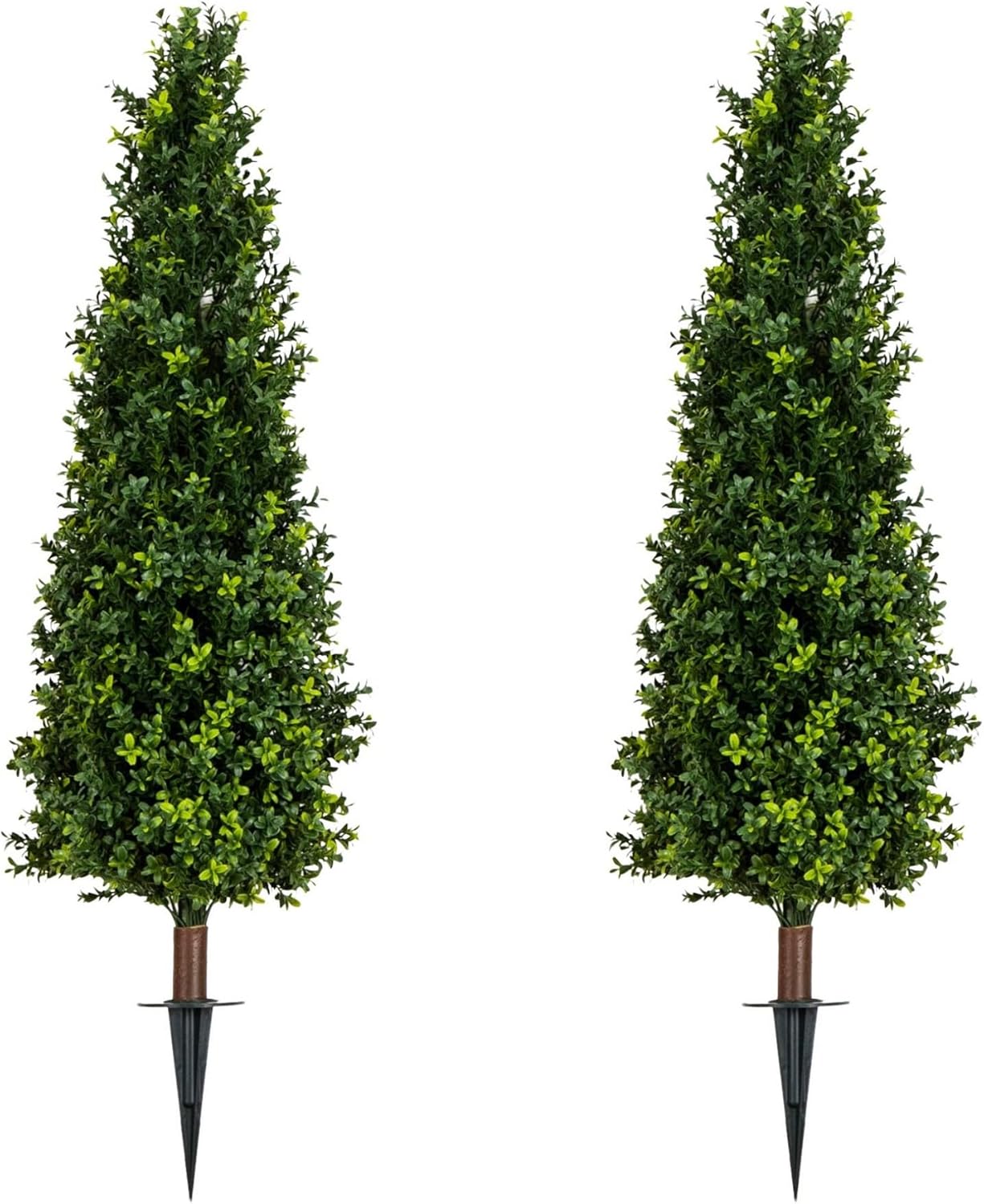 Nearly Natural 4ft UV Resistant Artificial Boxwood Plant with Integrated Ground Stake - Set of 2