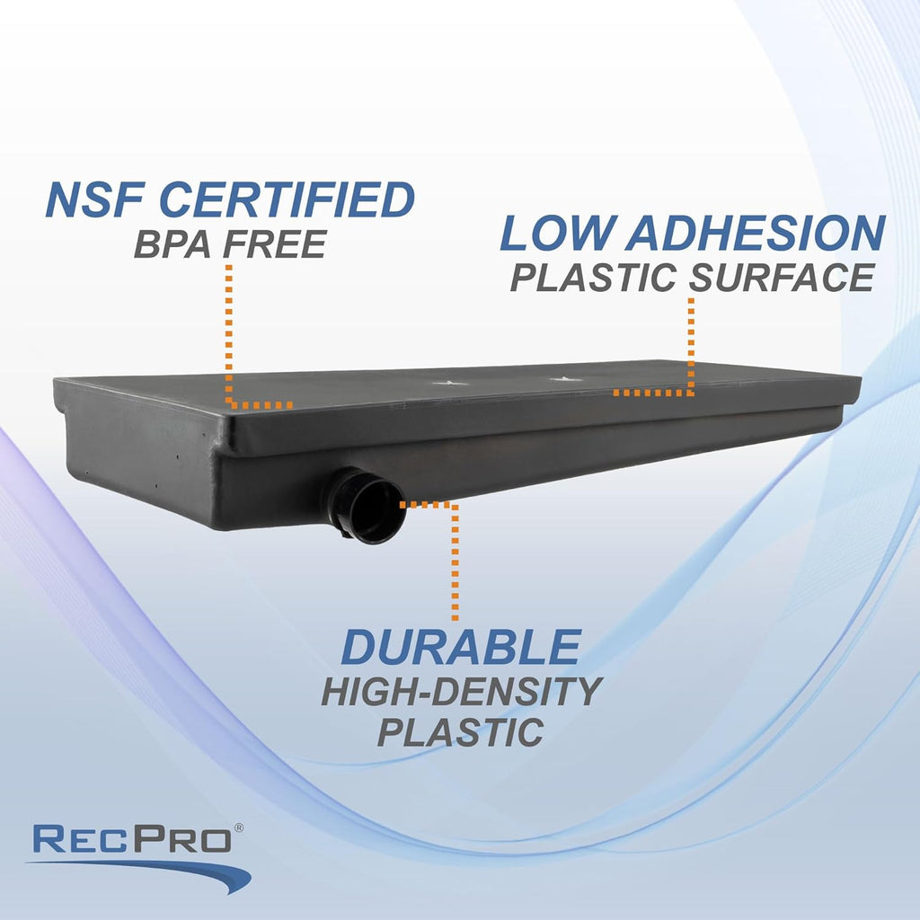 RecPro RV Holding Tank | 63" X 24" X 8" | Left Hand Side Drain | for Black Water Applications | Made in USA (40 Gallon)
