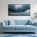 YDYSUNE Beach Wall Art Navy Blue Picture Coastal Sea Wave Wall Decor Canvas Print Pictures for Living Room Bedroom Decoration,Forest Framed Artwork Decor Size 20x40 Inches