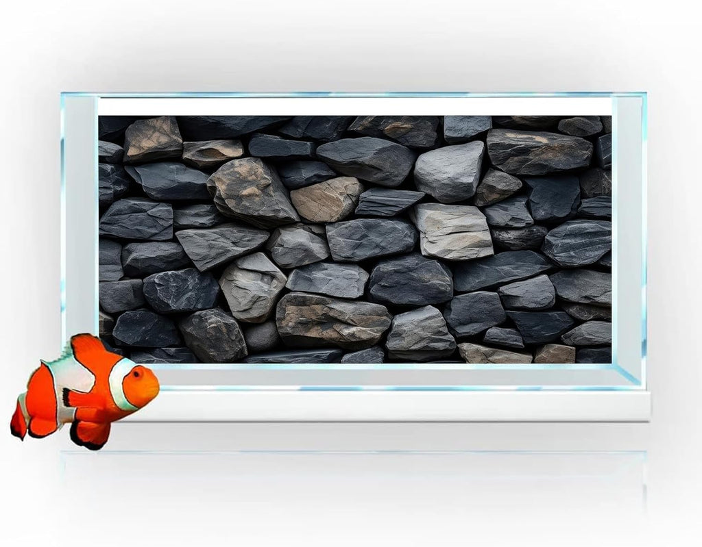 iTapnoom Underwater Stone Aquarium Background, Rock Wall Nature Landscape Fish Tank Backdrop Decor, Polyester Fabric with 6 EVA Double-Sided Tapes 48x24 inches/120x60cm