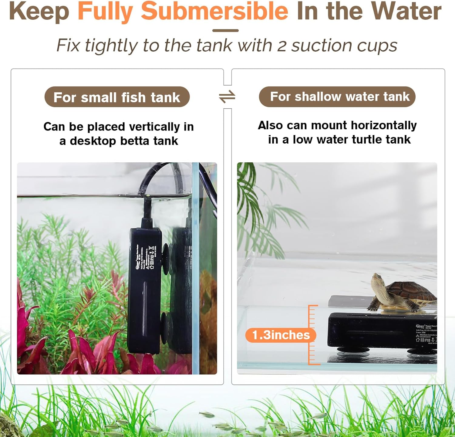 hygger Mini Fish Tank Submersible Heater 75W for 10-15 Gallons Small Betta Aquarium Heater with Digital Display Controller Adjustable Temperature