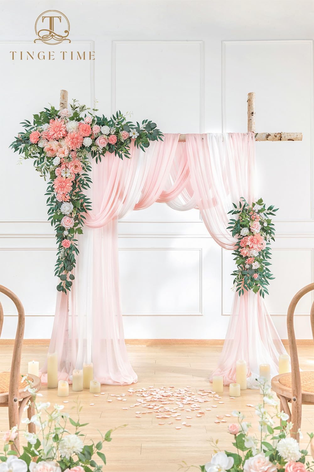 TINGE TIME Artificial Arch Flowers Kit Pack of 5, Wedding Decorations for Reception with Hanging Flowers, Wedding Arch Silk Floral Arrangements Ceremony Backdrop Bridal Shower Outdoor Party Decor