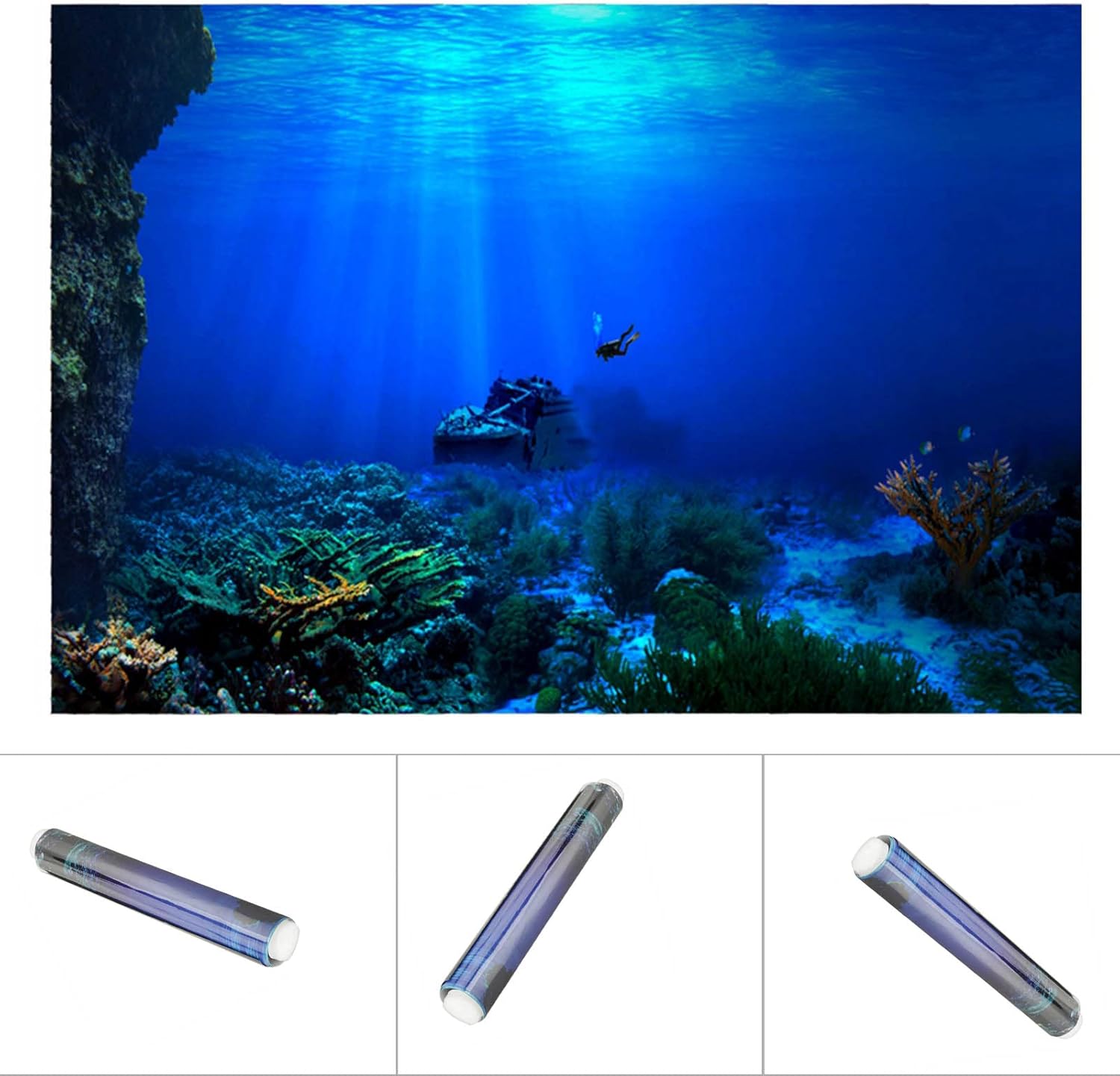 Changor Seaworld SelfAdhesive Aquarium Background Poster - Sea World Sticker for Beautiful Aquarium Decoration (91 * 50cm)