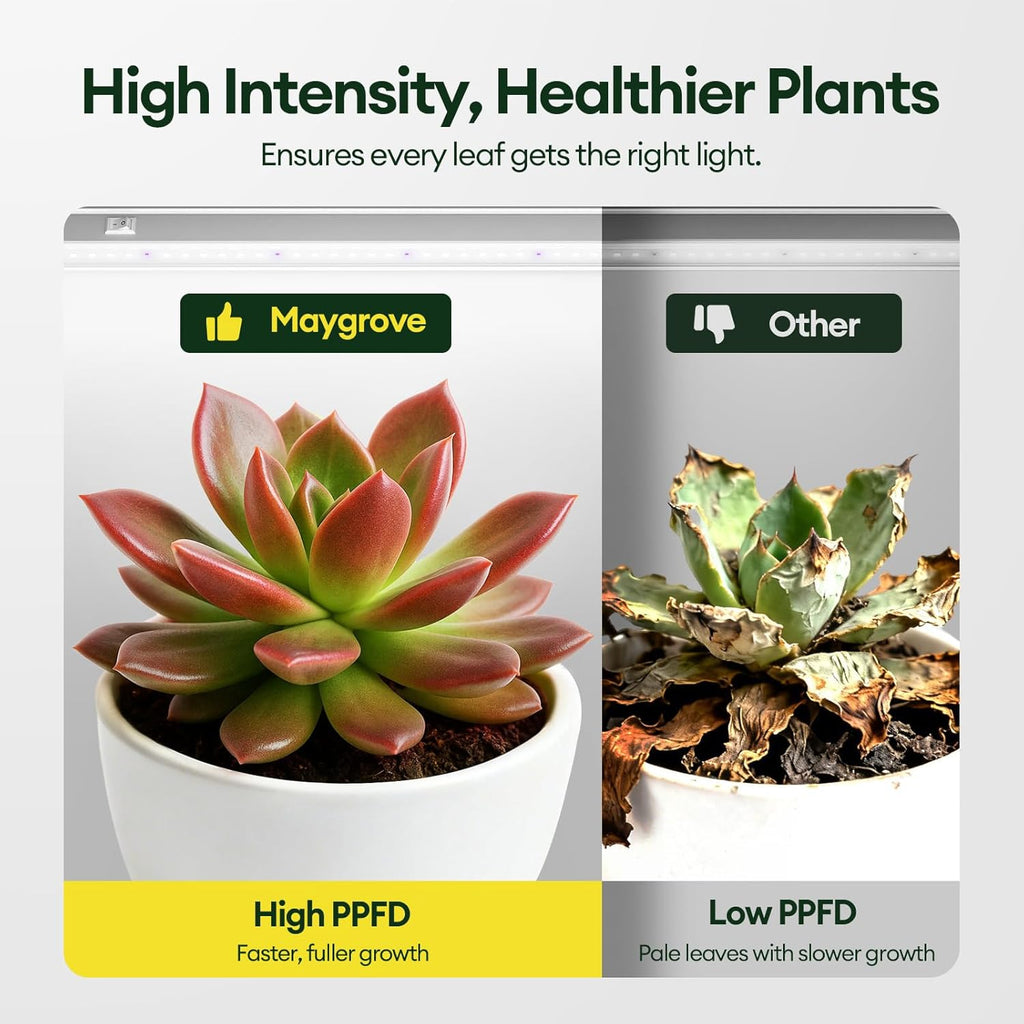 Grow Lights for Indoor Plants 1FT, Blue-Rich Full Spectrum 5000K Grow Light, 28W(4 x 7W), T5 LED Grow Light Strips for Succulents, High PPFD, Linkable, White, 4-Pack