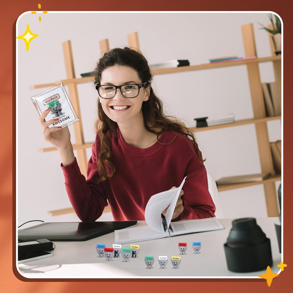 Gejoy 30 Pcs You Rock Gifts Set Include 10 Mini Rubber Rock 10 Motivational Card 10 Package Bag Positive Inspirational Gifts for Being Awesome Employee Coworker Staff Teacher Team Friends