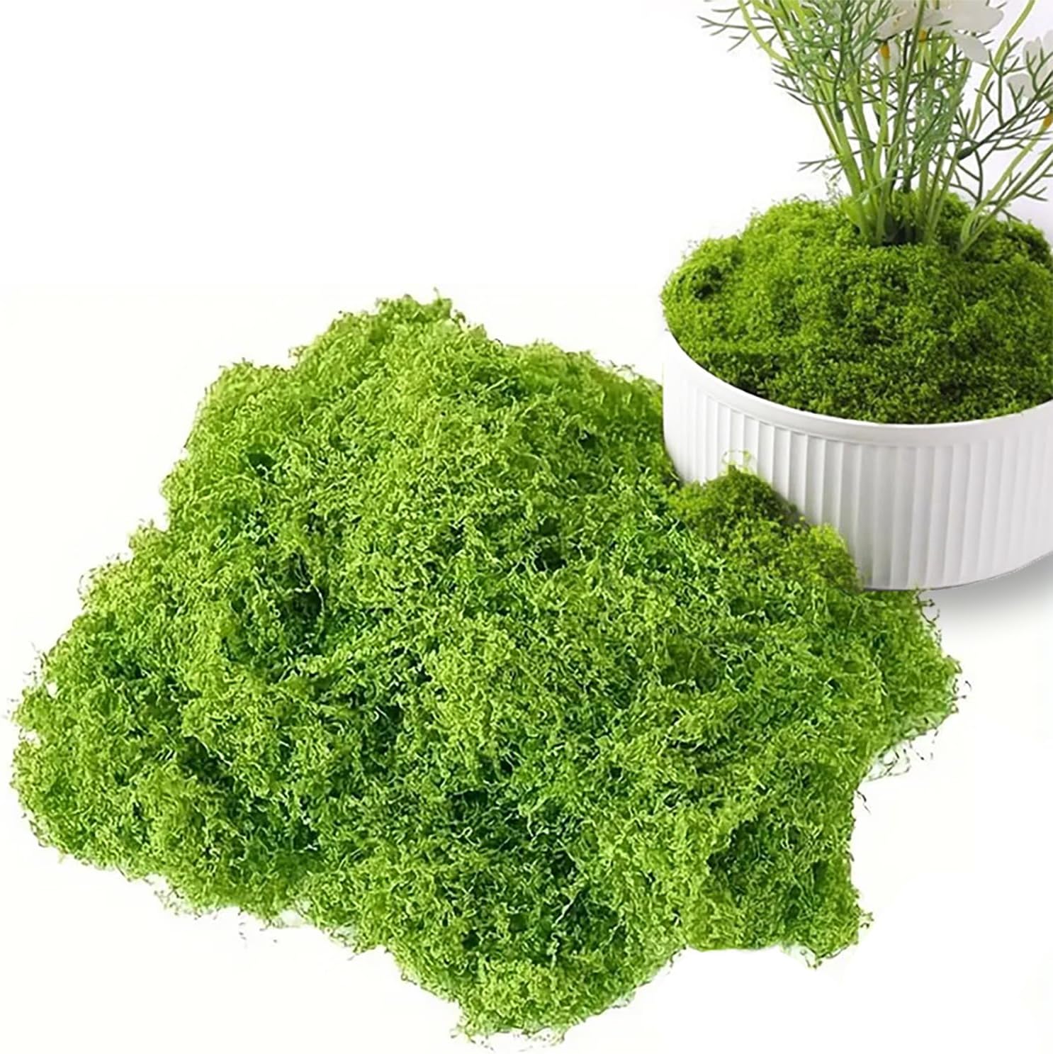Fake Green Moss for Decorating, 100g/3.5oz Artificial Moss for Aquarium Model Crafts Table Centerpieces Decor (Green, 100g/3.5oz)