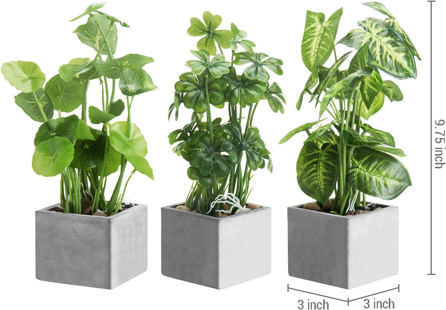 MyGift Artificial Plants Indoor, Set of 3 Small Fake Potted Plants, Faux House Plant for Home Decor
