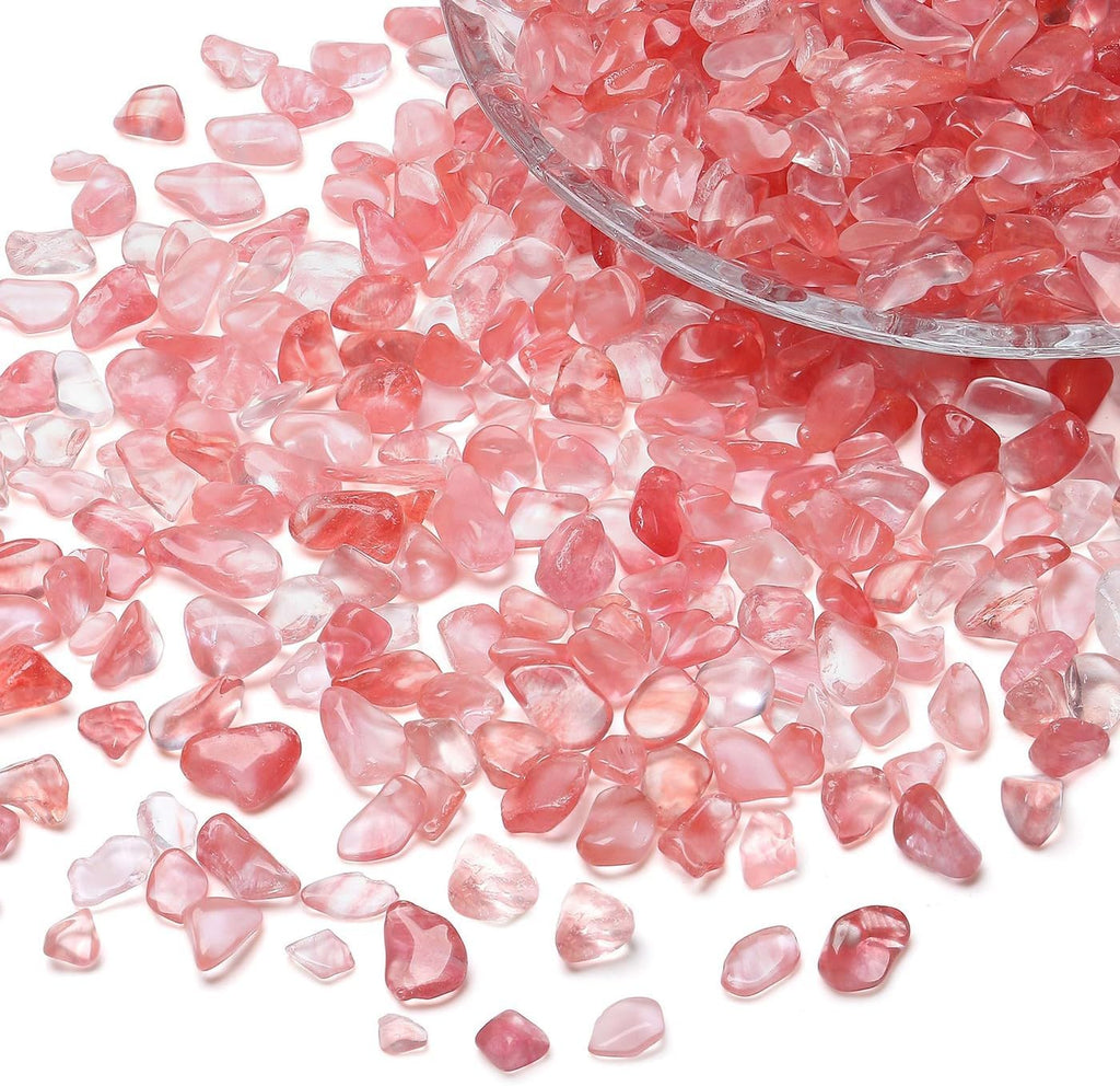 LAIDANLA Watermelon Red 1lb Crystal Polished Tumbled Stones Irregular Shaped Crystal Chips Bulk Natural Gemstone Aquarium Gravel Rocks Vase Filler Fish Tank Gravel Home Decoration