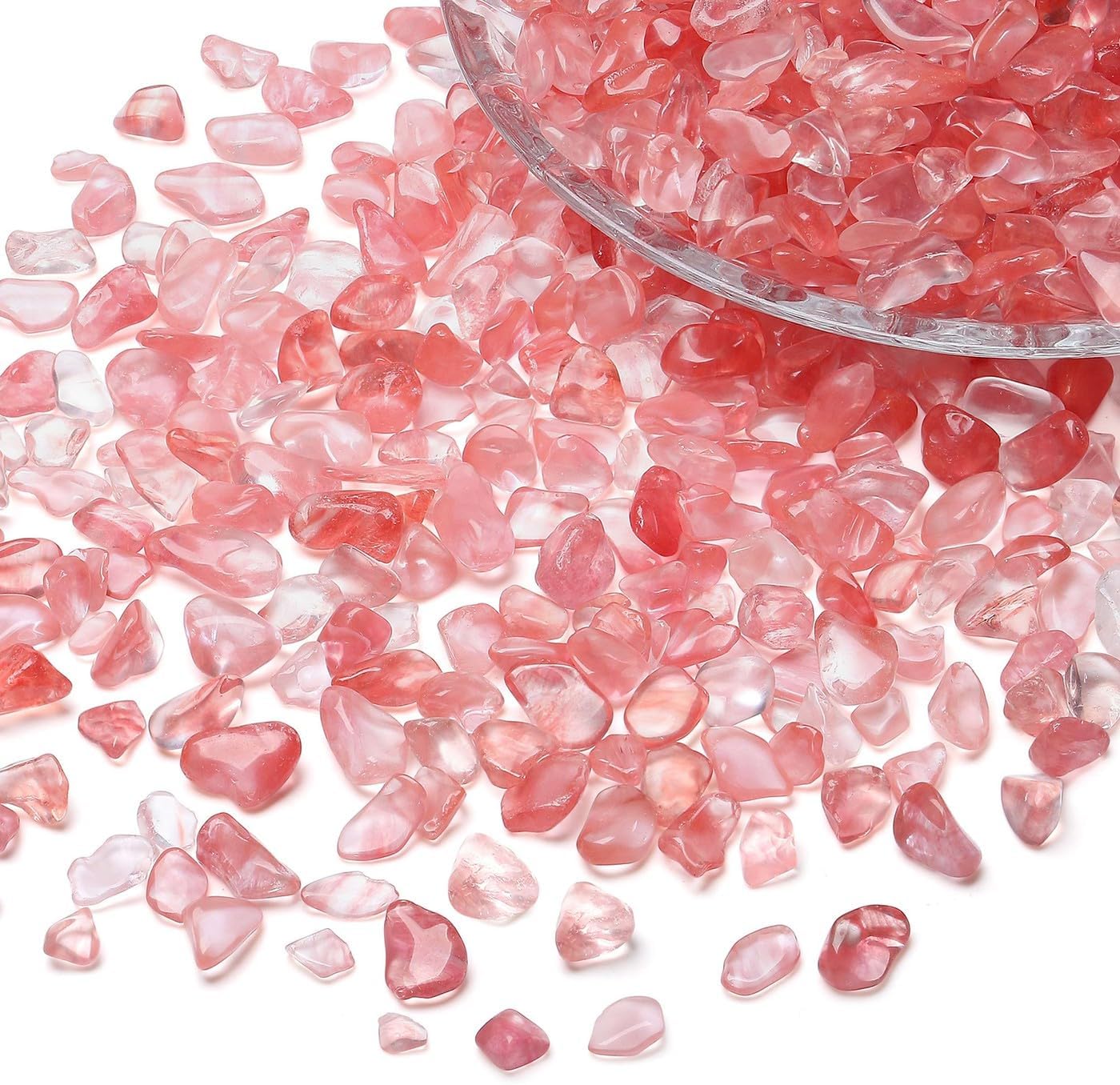 LAIDANLA Watermelon Red Crushed Stone Crystal Chips Bulk Natural Gemstones Healing Reiki Crystals Mini Quartz Vase Filler Aquarium Gravel 100g