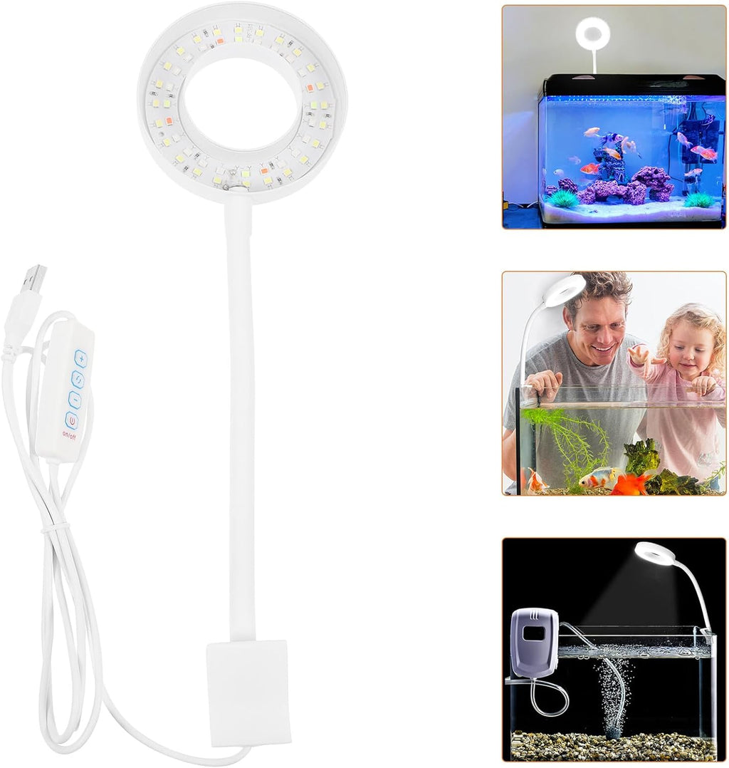 Adjustable Small LED Fish Tank Light Clip Type Aquarium Lamp for Aquatic Plant Lighting Portable USB-Powered Aquarium Accessory with Housing