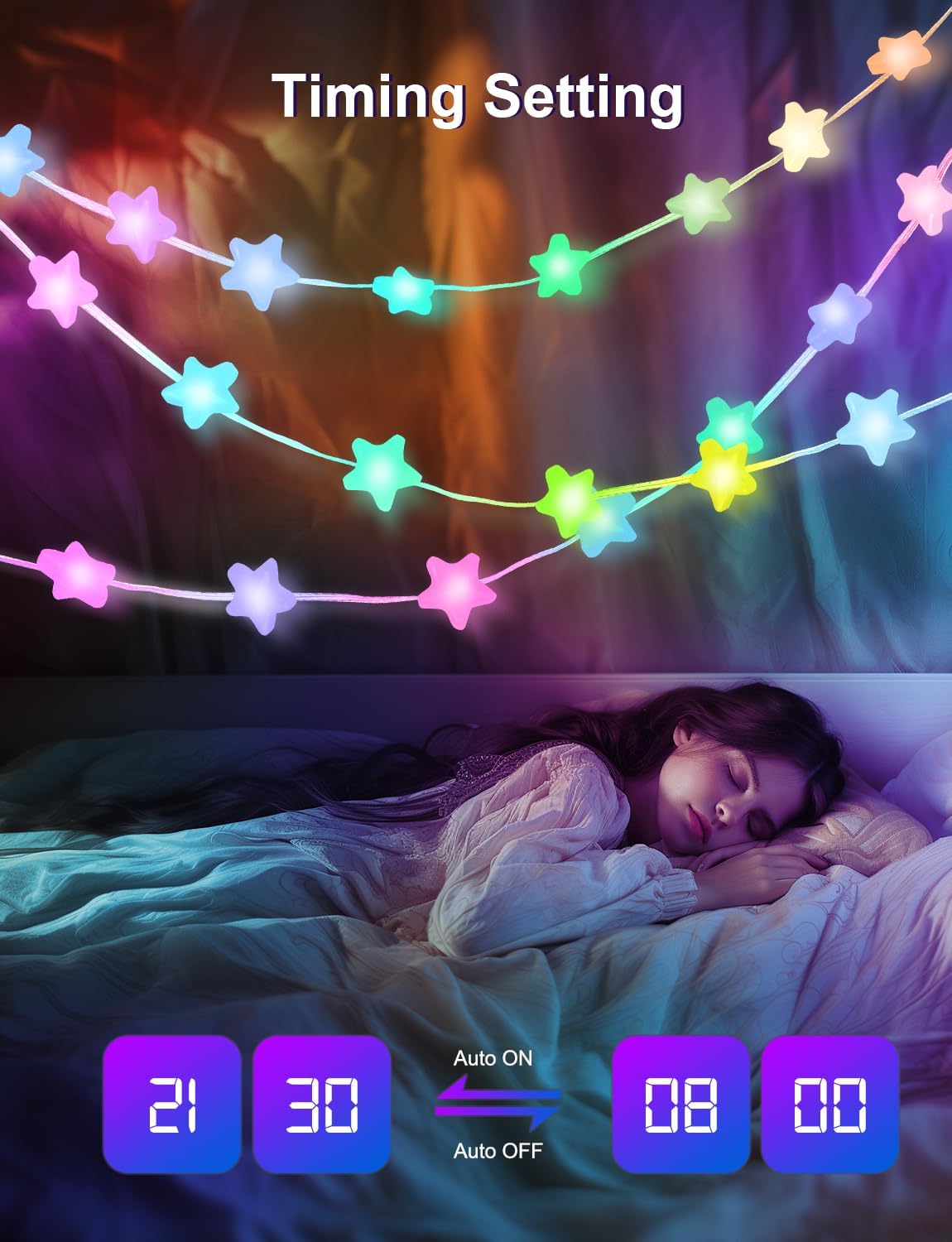 Smart Star Fairy Lights Plug in, 33Ft 16 Million Color Changing String Lights RGB Built in Chip APP & Remote Control DIY Music Sync Twinkle Light for Bedroom Christmas Decoration Christmas Gift
