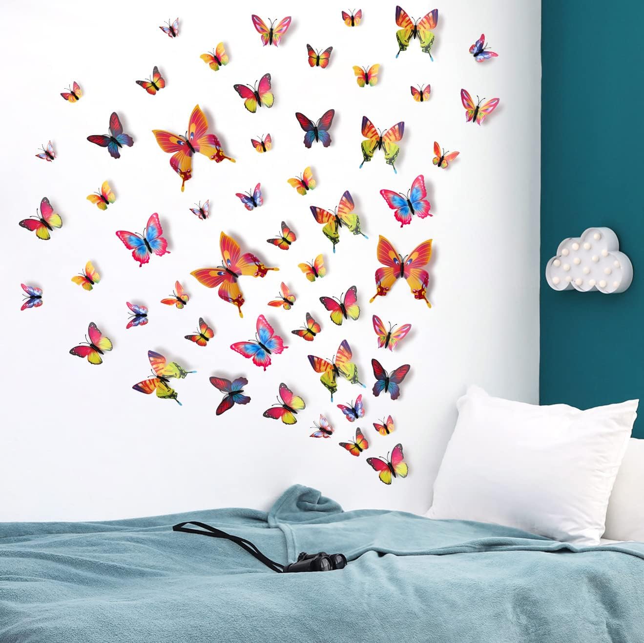 LiveGallery 72 PCS Multicolor Removable 3D DIY Beautiful Butterfly Wall Decals Colorful Butterflies Art Decor Wall Stickers Murals for Kids Baby Boy Girls Bedroom Classroom Offices (Multicolor)