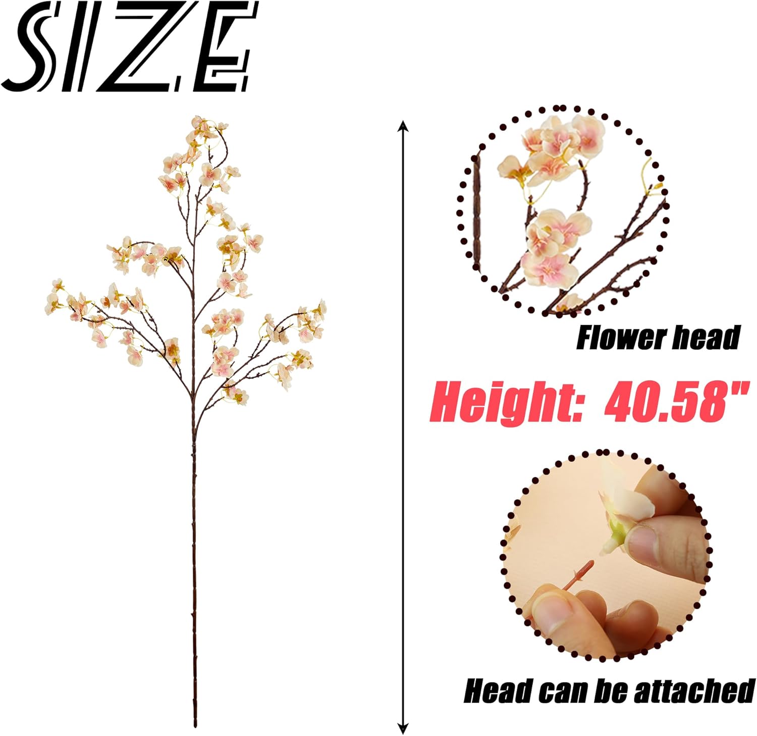 SITUMEIZI Artificial Cherry Blossom Branches Silk 40.58 Inch Faux Cherry Flowers Tall Stems for Home Wedding Bedroom Table Japanese Real Touch Vase Decoration(4Pcs,Champagne)