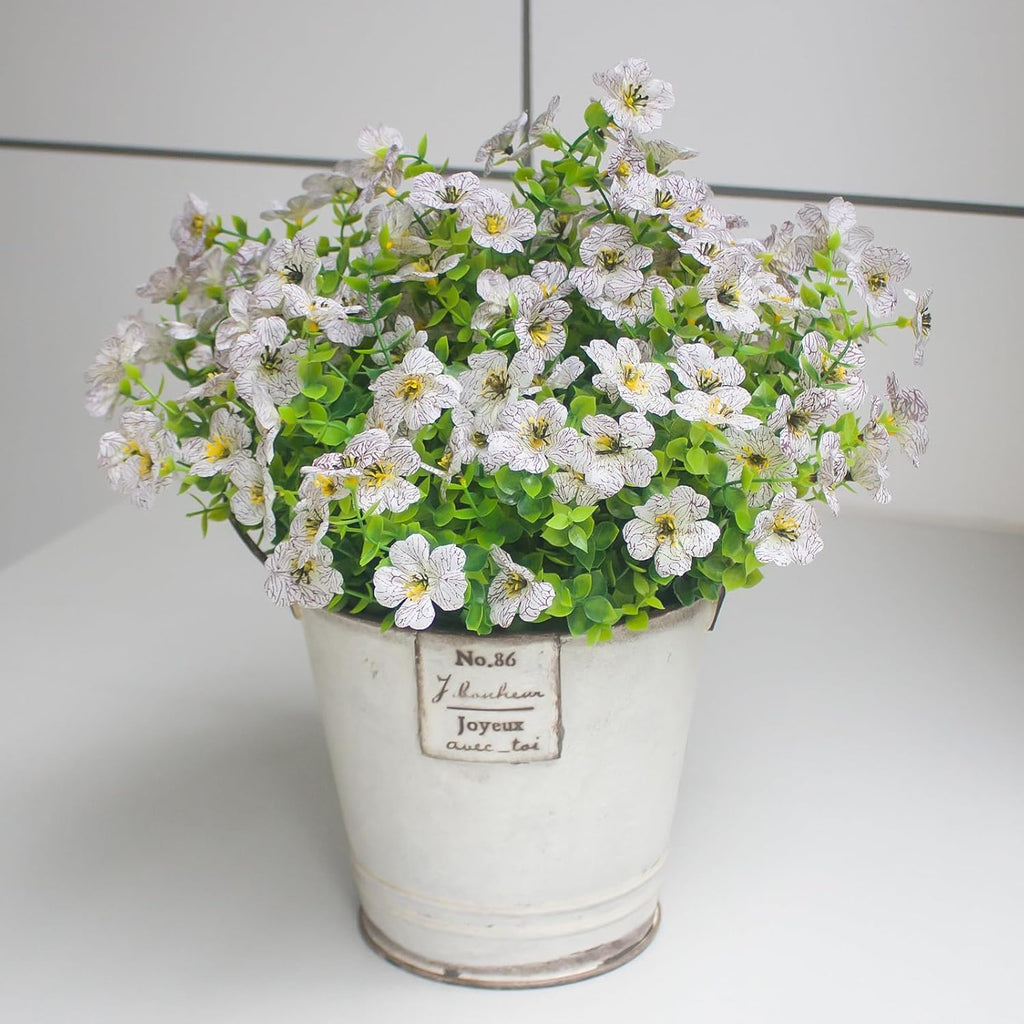 White Artificial Outdoor Flowers 12 Bundles Daisy Elegant All-Weather Spring Summer Decoration Realistic Look for Outdoor Front Porch Events and Landscaping (White Daisy)