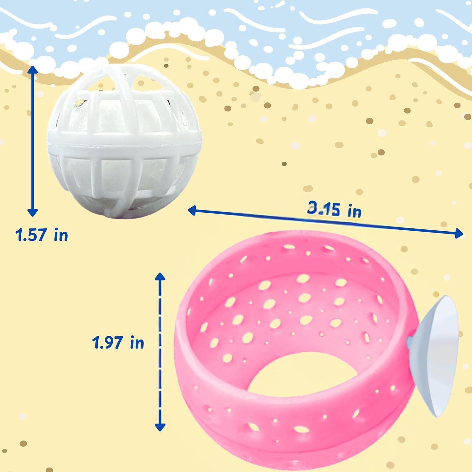 Betta Hideout Resting Spot with Filter Ball, Betta Fish Hides and Nitrifying Balls, Hammock Float Aquarium Accessories, Aquatic Tunnel with Suction Cups, Fish Tank Decorations, Aquarium Decor (Pink)
