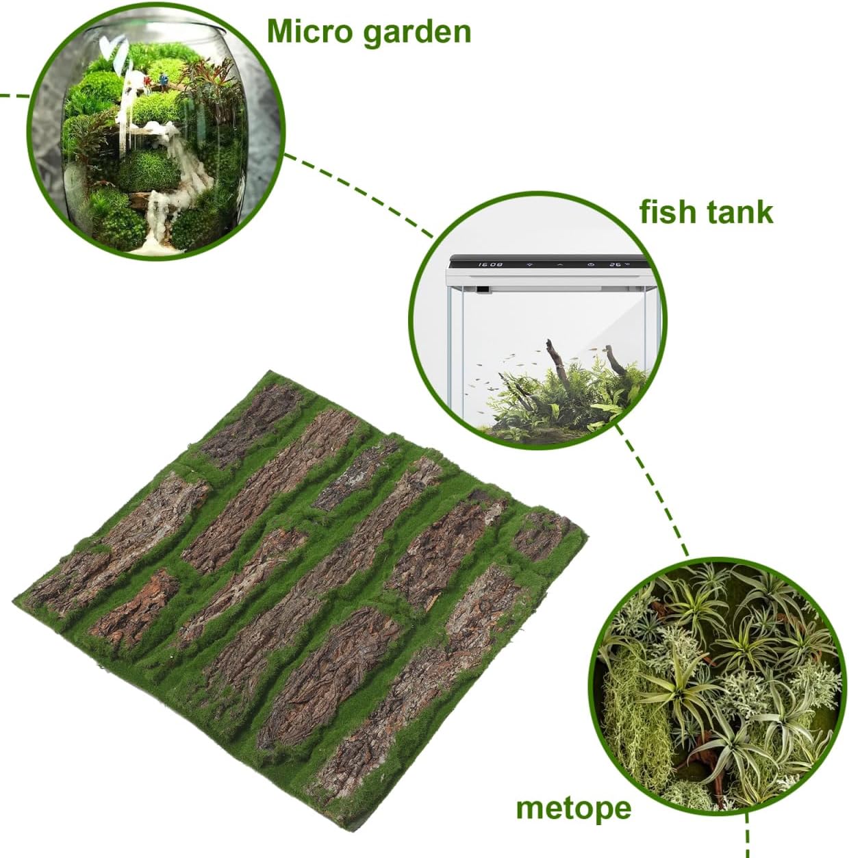 Artificial Moss Mat 3Pcs - Realistic Fake Moss Turf for Micro Landscape Fairy Garden Succulent Planter Indoor Outdoor Home and Office Decor
