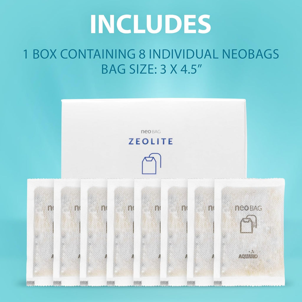 Neo Zeolite - Aquarium Filter Media - Aquarium Ammonia Remover & Heavy Metal Adsorption, Enhances Water Quality, Reduces Nitrate Build-Up, Ideal for Aquatic Habitats - 8-Count Bags