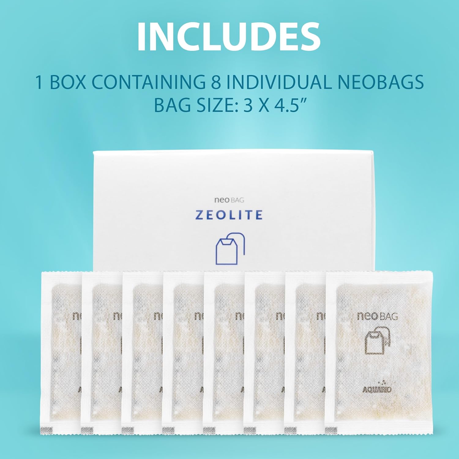 Neo Zeolite - Aquarium Filter Media - Aquarium Ammonia Remover & Heavy Metal Adsorption, Enhances Water Quality, Reduces Nitrate Build-Up, Ideal for Aquatic Habitats - 8-Count Bags