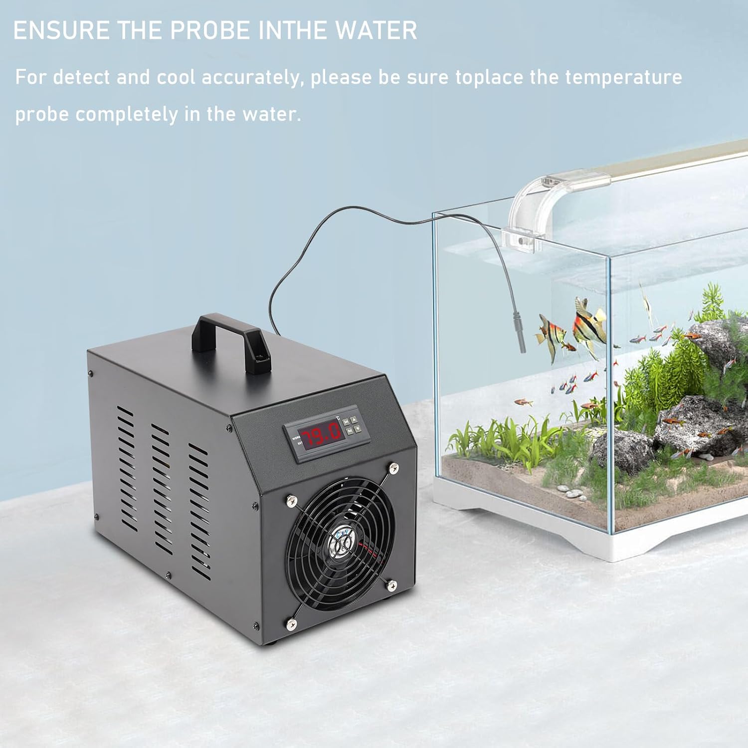 60L/15.85Gal Aquarium Chiller, 200W Low Noise Fish Tank Water Cooler with Special Quiet Design Refrigeration Compressor ＆ Water Tube for Small Fish Tanks, Freshwater Tanks (60L)