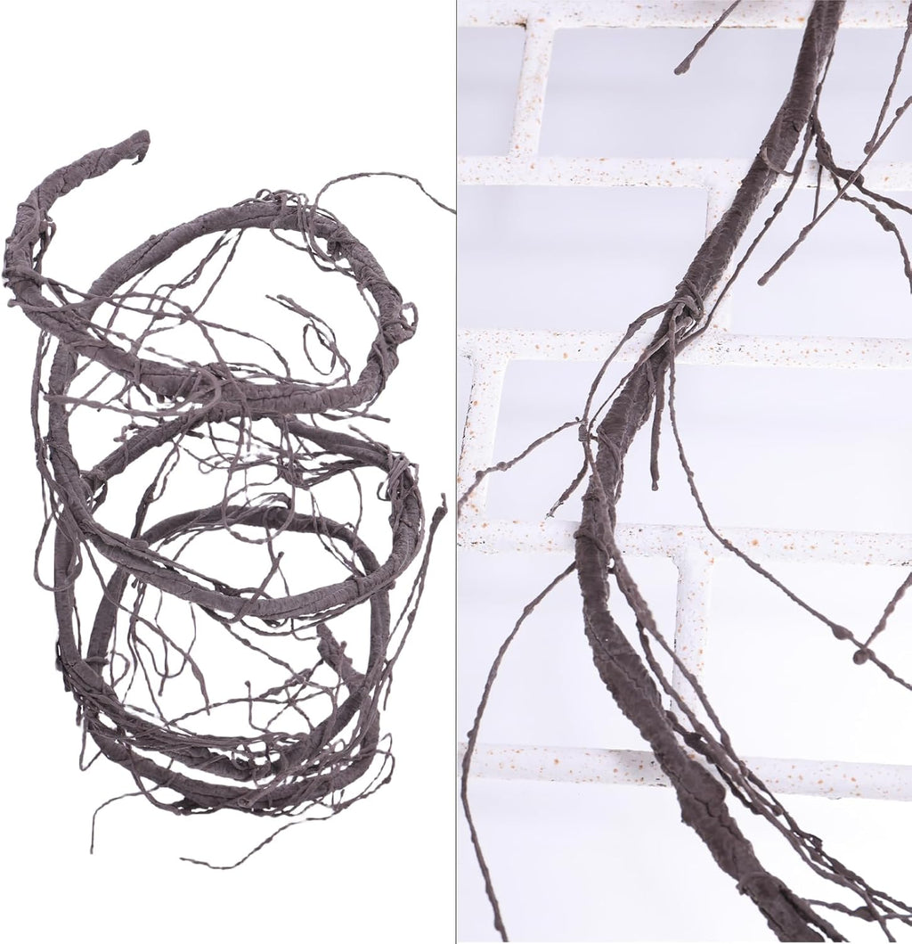 300cm/118inch Flexible Brown Medium Artificial Tree Branches Fake Tree Trunk Garland Rattan Wreath Cherry Blossom Grape Vines Floral for Wall Hanging Front Door Reptile Habitat Decoration