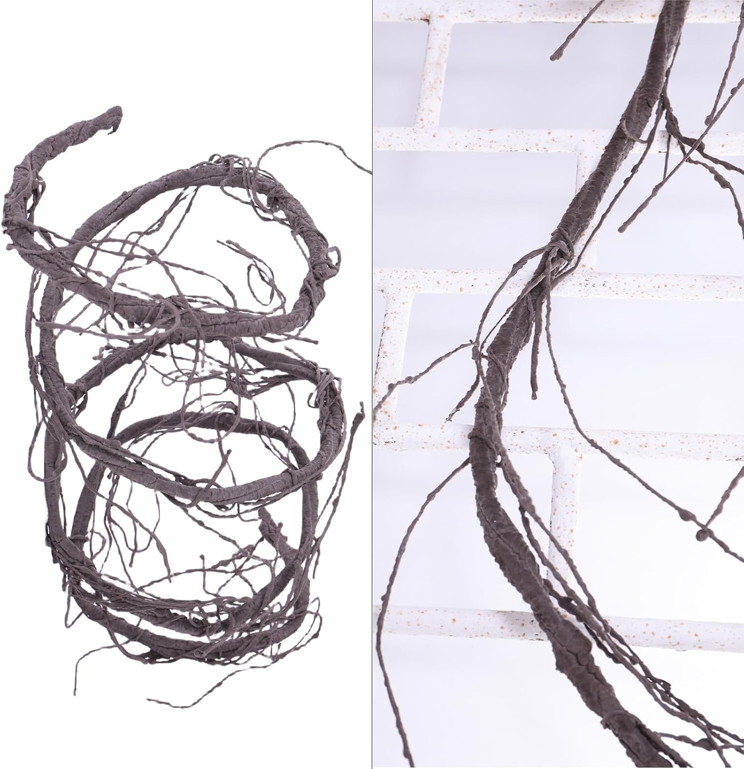 300cm/118inch Flexible Brown Medium Artificial Tree Branches Fake Tree Trunk Garland Rattan Wreath Cherry Blossom Grape Vines Floral for Wall Hanging Front Door Reptile Habitat Decoration
