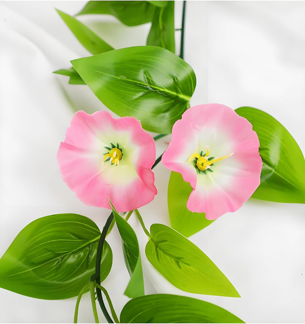 AirSun Artificial Morning Glory Flower Vines, 2pcs 15Feet Hanging Plants Silk Garland Fake Green Plant Home Garden Wall Fence Indoor Outdoor Wedding Birthday Decor