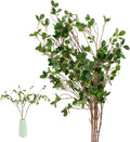 OMISTAR 6 Pcs Artificial Plants Green Milan Leaf Branches, 45 in Faux Greenery Stems for Vase, Bendable Branches, Realistic Green Leaves for Home Decor, Indoor Outdoor
